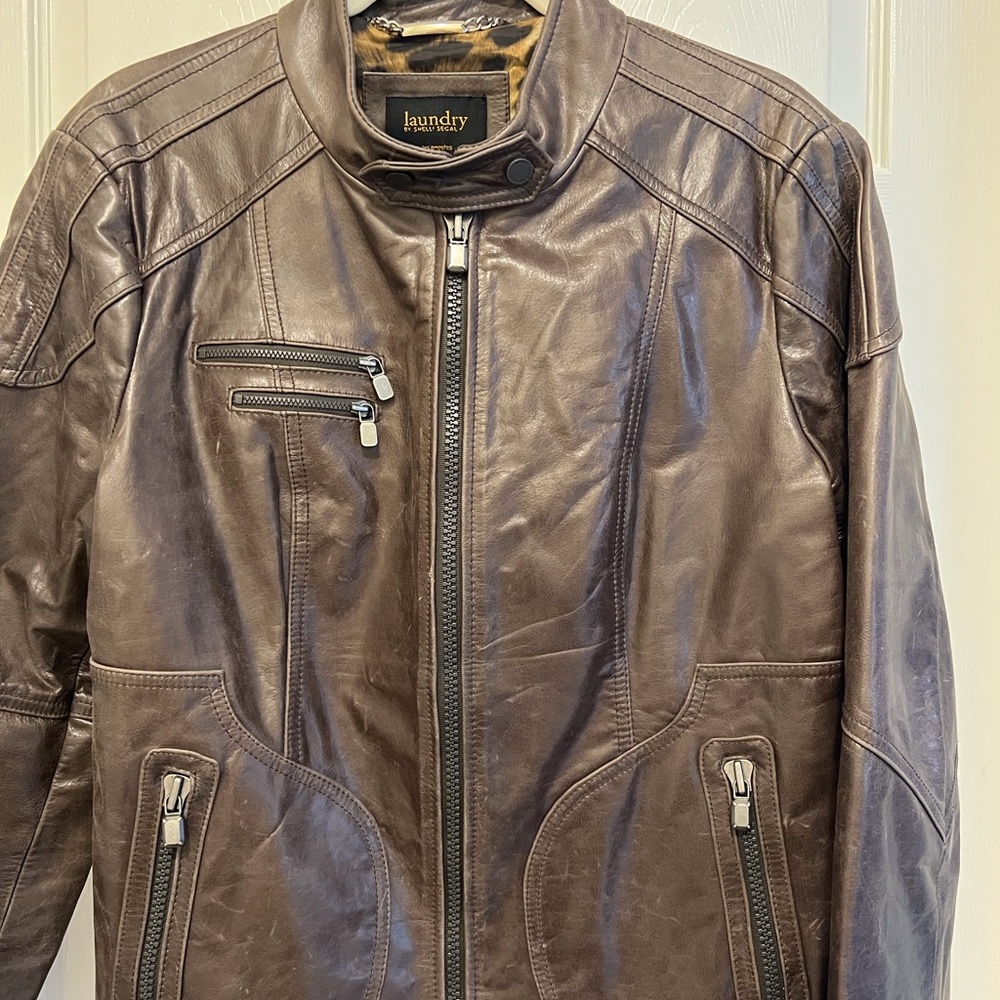 Laundry By Shelli Segal Women's Brown Leather Jacket